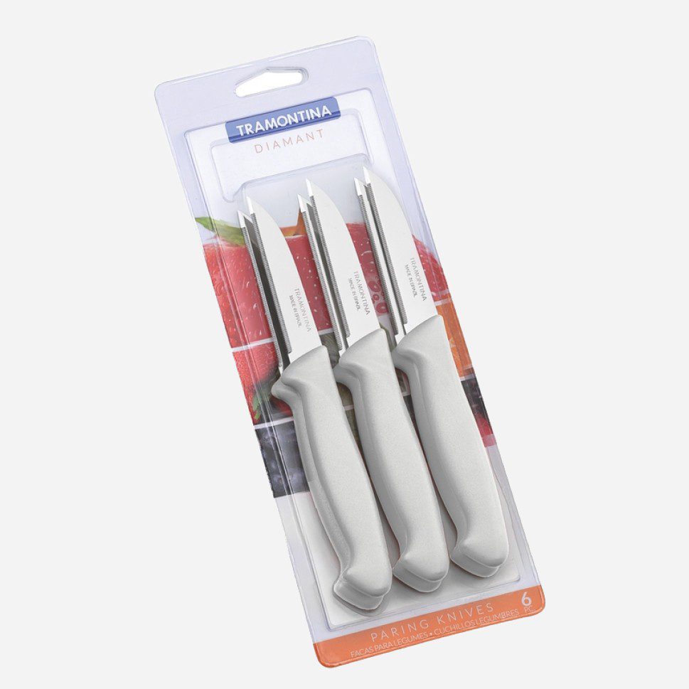 چاقو میوه خوری ترامونتینا مدل دیامونت اره ای ( بسته 6  عددی)Tramontina Diamant 6 Pieces Paring Knife Set with Stainless Steel Blade and Bue Polypropylene Handle