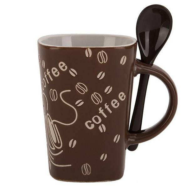 لیوان سرامیکی کافی مدل قاشق دارRasha Coffee 2 Mug With Spoon