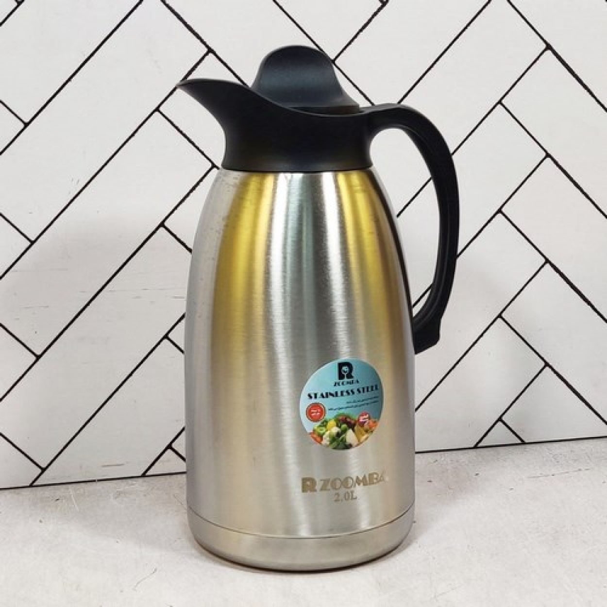 فلاسک چای زومبا مدل تمام استیل H5131 حجم 2 لیتر vacuum flask zoomba 2L