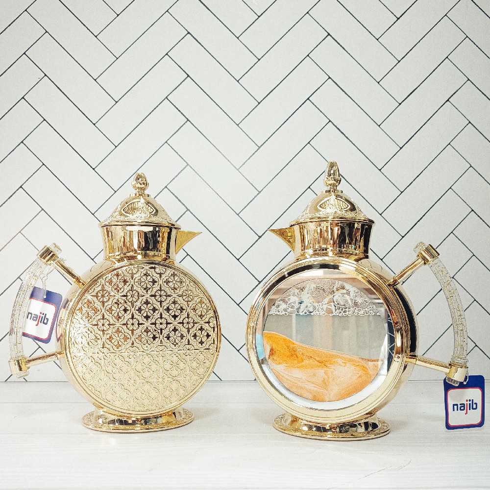 فلاسک فانتزی چای و قهوه طلایی براق مدل NB6020G نجیبflask najib