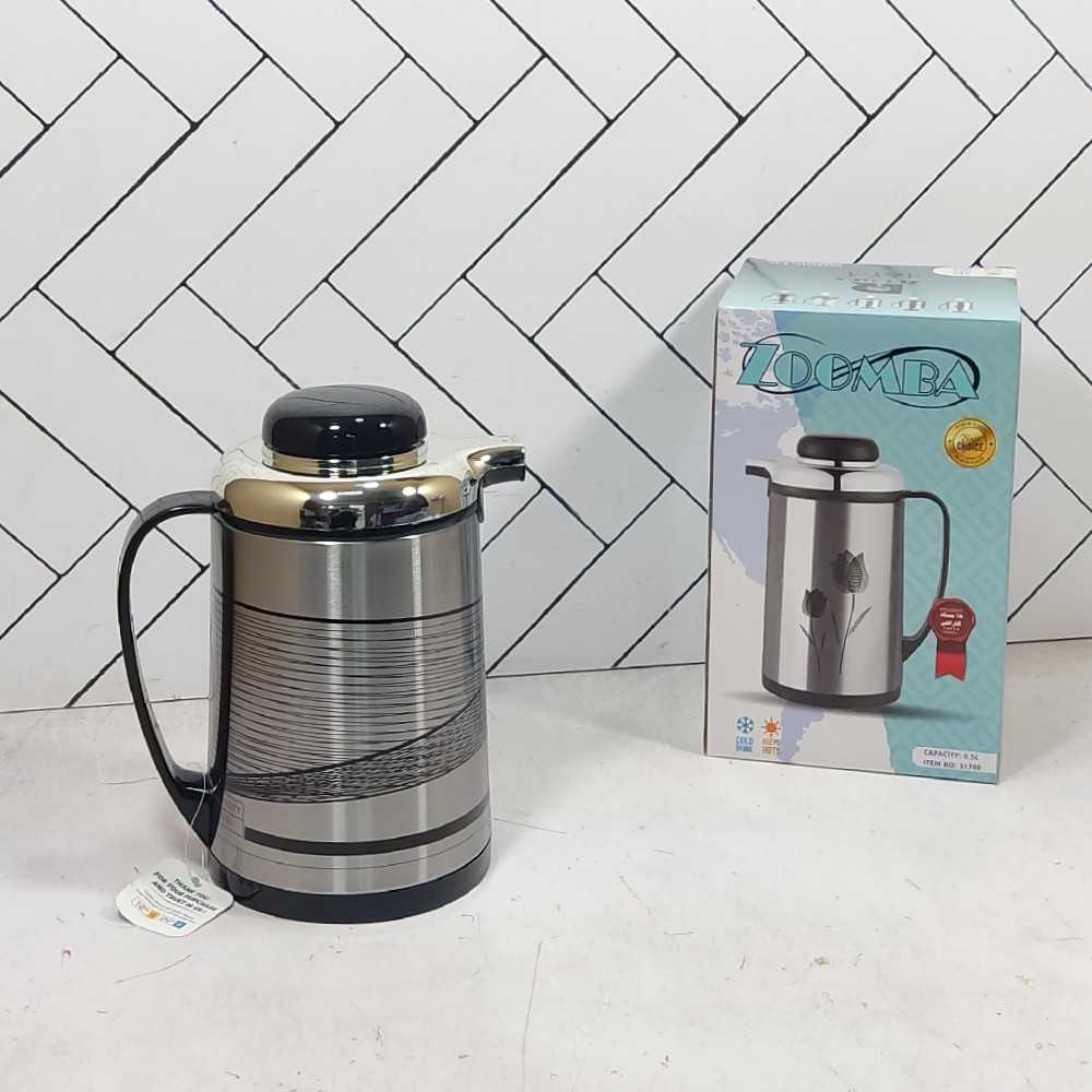 فلاسک زومبا مدل S1700B حجم نیم لیتر شیشه صورتی کراس لاینvacuum flask zoomba 0.5 L