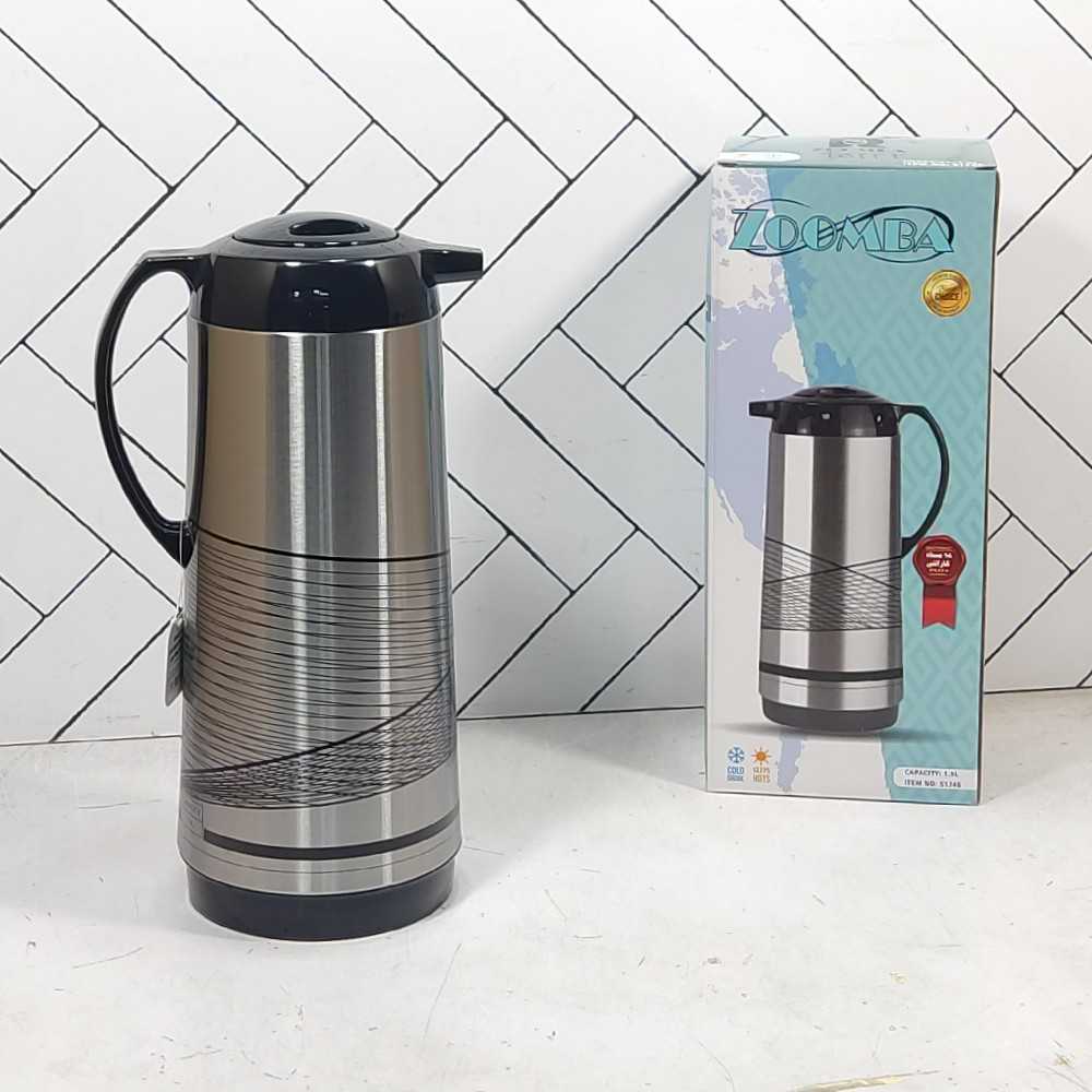 فلاسک زومبا مدل S1746B حجم 1.9 لیتر سولان شیشه صورتیvacuum flask zoomba 1.9  L